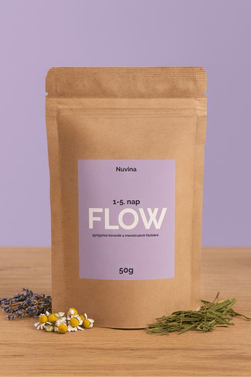 Nuvina FLOW – Női ciklus gyógytea (1-5. nap, Menstruáció, komfortért) - 50g (20 adag)