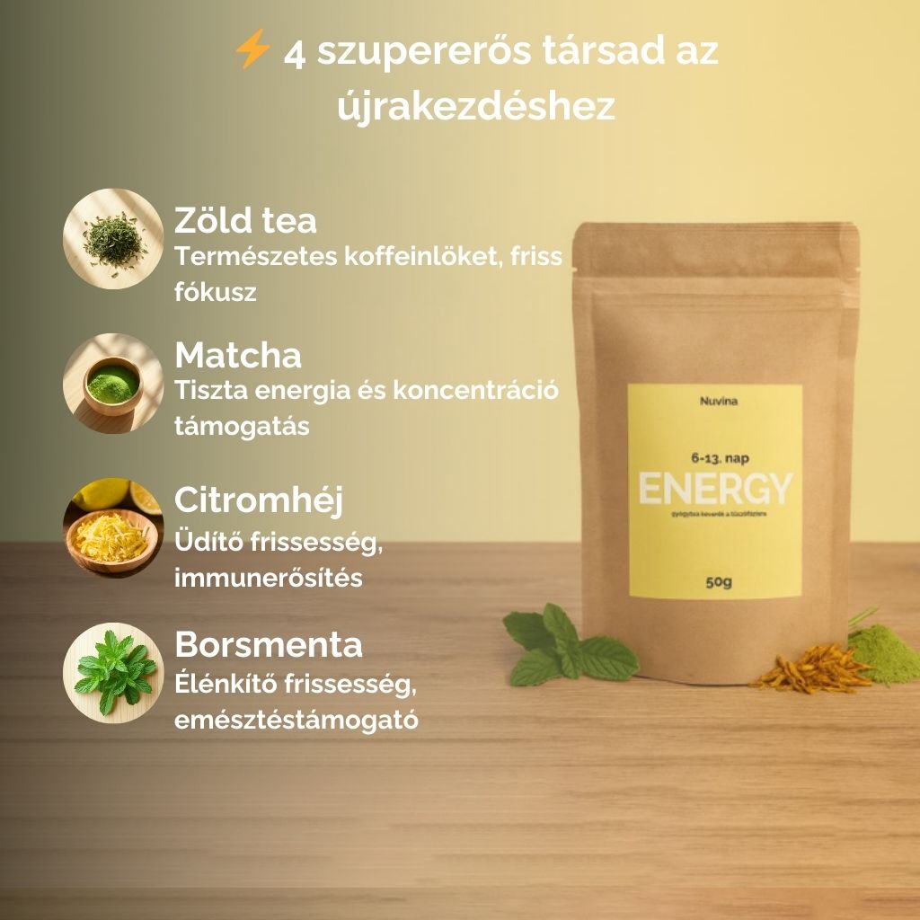 Nuvina ENERGY – Női ciklus gyógytea (6-13. nap, Tüszőfázis, frissességért) - 50g (20 adag)
