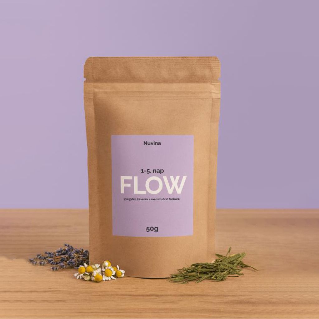 Nuvina FLOW – Női ciklus gyógytea (1-5. nap, Menstruáció, komfortért) - 50g (20 adag)